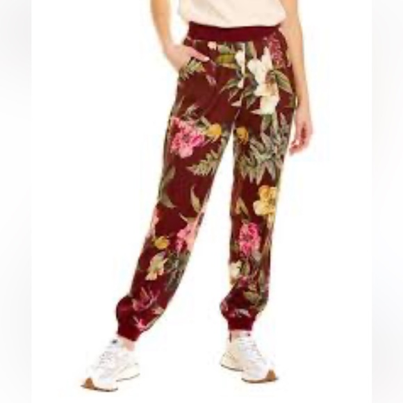 NICOLE MILLER VENUS FLORAL SILK BLEND JOGGER PANTS SIZE SMALL - Picture 2 of 7